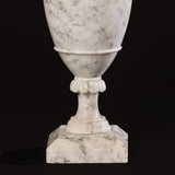 Antique Carved Alabaster Amphora Urn with Scroll Handles