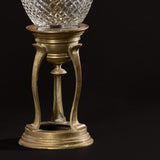 Paire de bougeoirs en laiton avec coupes en verre taillé vers 1900