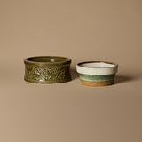Vintage Grape Relief Centerpiece Bowl & Studio Pottery Bowl Duo