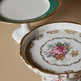 Vintage Handpainted European Porcelain Dessert Stand Duo