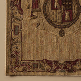 Vintage French Heraldic Coat of Arms Woven Tapestry with Fleur-de-Lis Rod