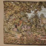Tapisserie vintage de style Aubusson à décor de verdure et château