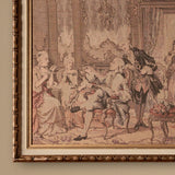 Vintage European Framed Rococo Salon Scene Tapestry