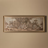 Tapisserie européenne ancienne encadrée à scène pastorale