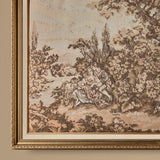 Tapisserie européenne ancienne encadrée à scène pastorale