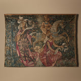 Antique French Medieval Millefleurs Hand-Printed Mounted Tapestry