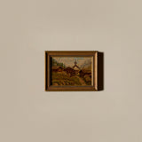 Peinture à l'huile vintage d'une scène de campagne européenne (11" x 8")