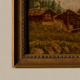 Peinture à l'huile vintage d'une scène de campagne européenne (11" x 8")