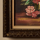 Peinture encadrée nature morte avec bol de fruits signée vintage (32" x 28")