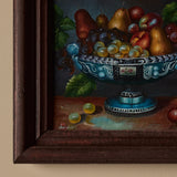 Vintage Signed Fruit Bowl Still Life Painting (14" x 12")