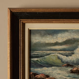 Signed Vintage Coastal Seascape Oil Painting (16" x 14")