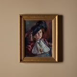 Signed 1950s Portrait of a Woman in a Feathered Hat (14" x 18")