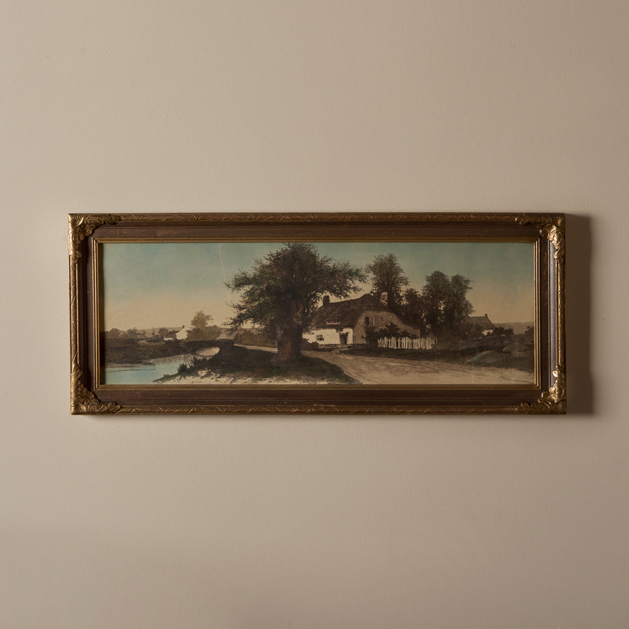 Ernest C. Rost Hand-Colored Etching in Antique Frame (34" x 14")