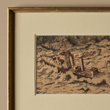 Vintage Signed HMS Compass Rose Framed Print by Gaston Duhamel (19" x 15")