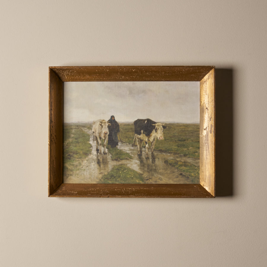 La vieille dame & ses vaches (19" x 15")