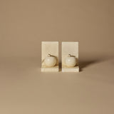 1940s Alabaster Apple Bookends & Antique Books