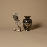 Eagle on Branch Statuette with Engraved Floral Brass Vase