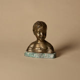 Buste ancien en bronze "Laughing Boy" d’après Settignano sur socle en scagliola