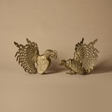 Paire de sculptures de coq de combat des années 1940