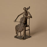 Bronze Brutalist Cellist Sculpture
