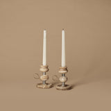 Duo de bougeoirs vintage en onyx tourné