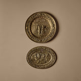 1950s English Brass Tudor Revival Wall Plaque Duo