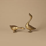 Paire de figurines d’oies en laiton vintage
