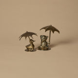 Vintage Duck & Bear Umbrella Figurines