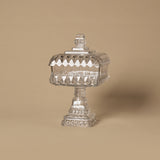 Bonbonnière en verre sur piédestal vintage