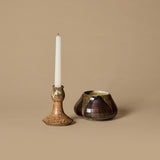 Vase et bougeoir en grès de poterie d’atelier