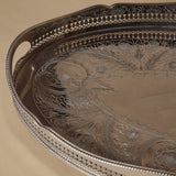 Vintage Etched Gallery Tray with Cut-Out Handles