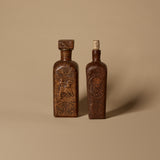 Paire de bouteilles espagnoles en cuir gaufré des années 1960