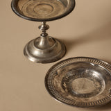 Duo Compote & Plat Décoratif en Métal Argenté