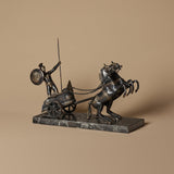 Sculpture grecque de char d'Achille sur base en marbre