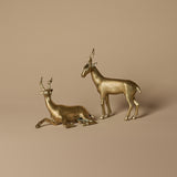 Paire de sculptures d'antilopes en laiton des années 1970