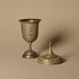 Antique Hand-Engraved Pedestal Urn with Animal Motifs