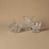 Vintage Pinwheel Cut Crystal Tableware Trio