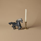 1960s Carved Stone Horse Sculpture & Brass Candleholder