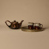 1960s Beauce Teapot with Mugs & Pierced Gallery Serving Tray