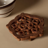 Stoneware Bowl with Wooden Napkin Rings & Trivet