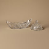 Cut Crystal Centerpiece Bowl & Butter Dish