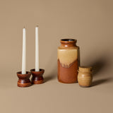 Vase ouest-allemand avec duo de bougeoirs et pot à bouchon