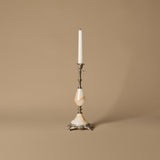 Vintage Onyx and Silver-Tone Candleholder