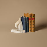 Carved Alabaster Single Bird Bookend & Antique Books