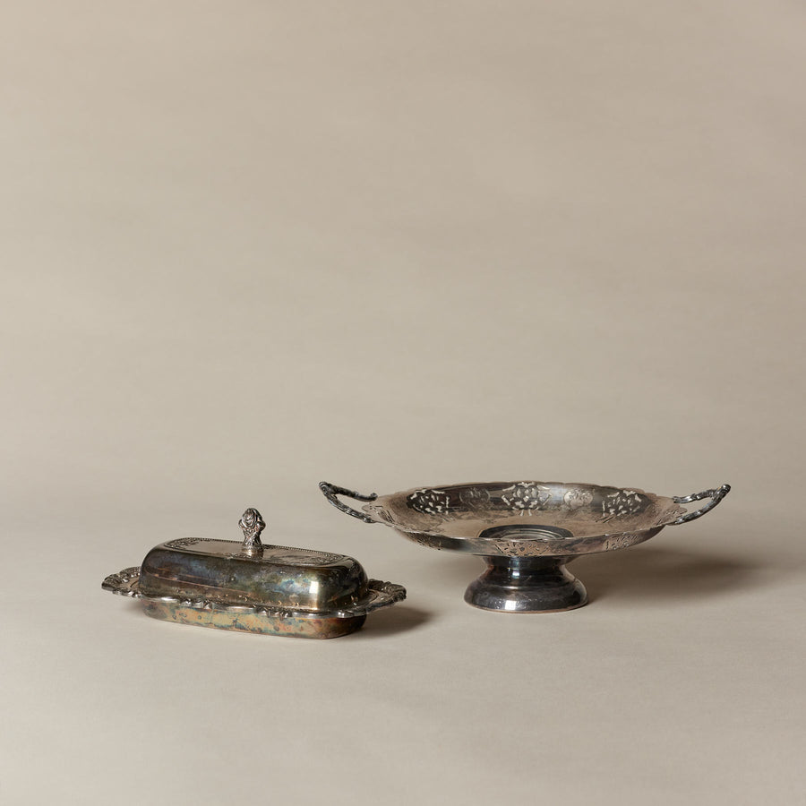 Butter dish & its bread basket