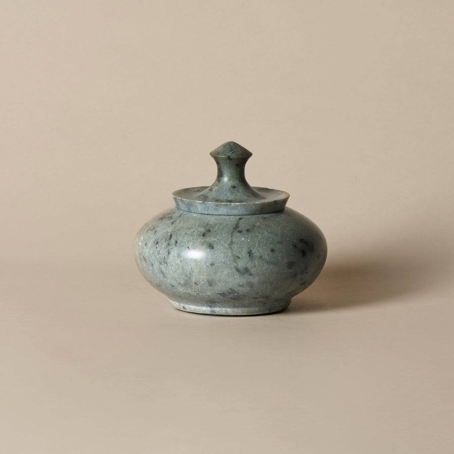 Carved Stone Pot with Lid