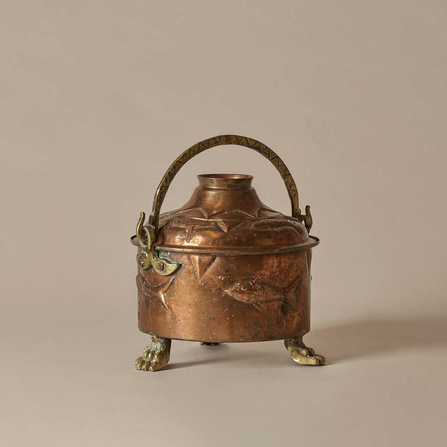 Hand Hammered Copper & Brass Fish Pot