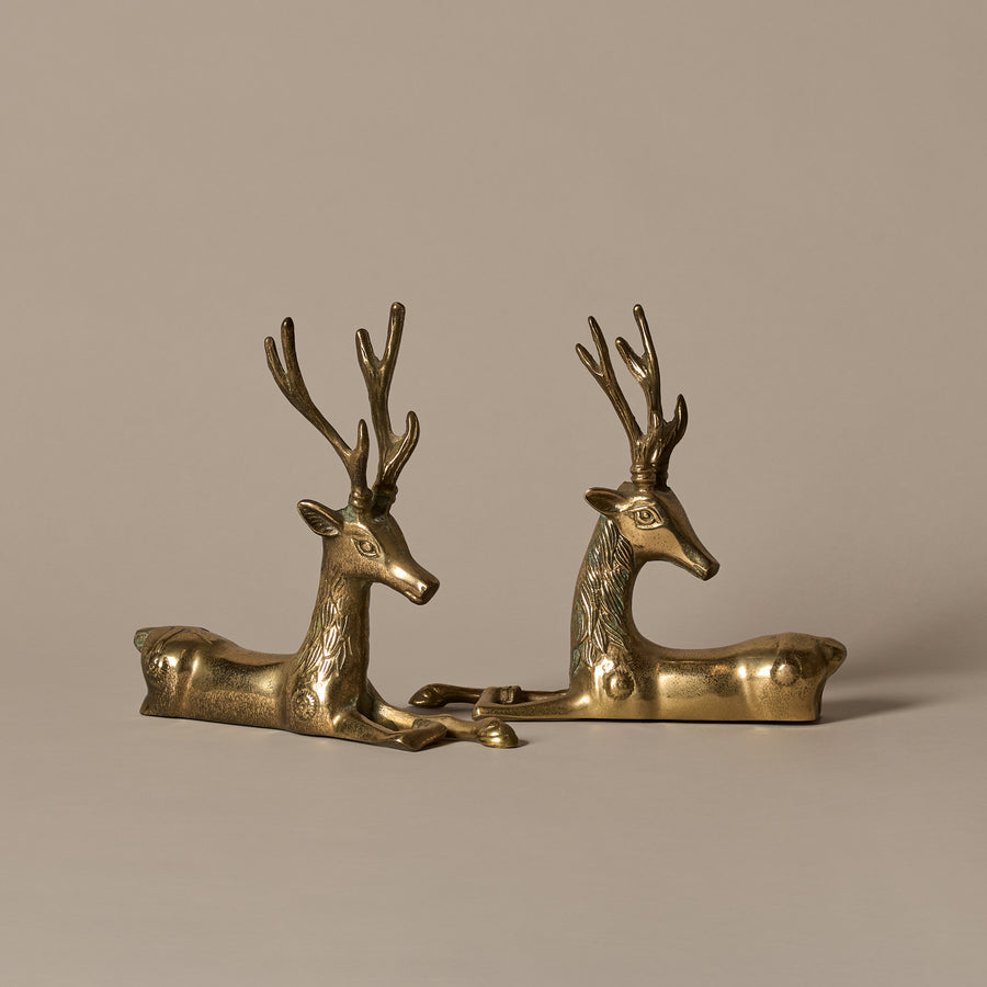 Pair of Midcentury Brass Deer Figurines