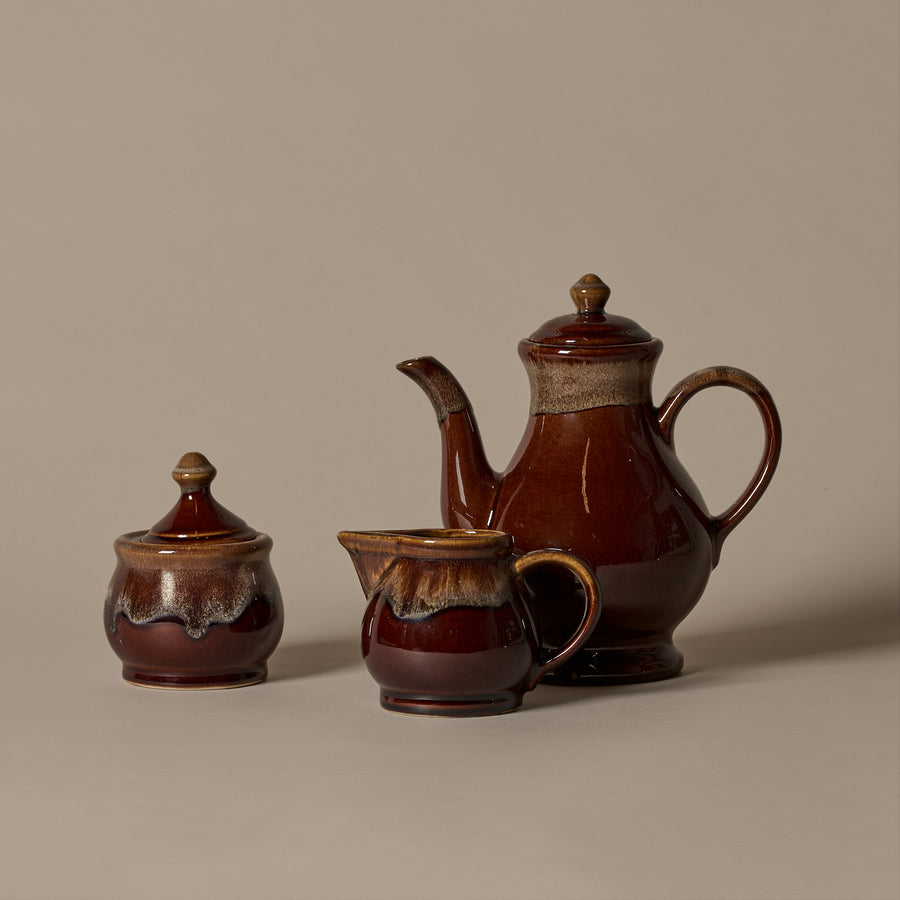 1970s Stoneware Pottery Teapot Set