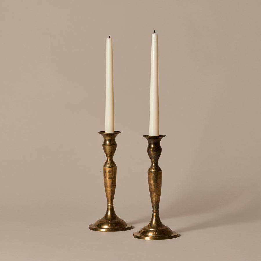 Duo Of Brass Candleholders